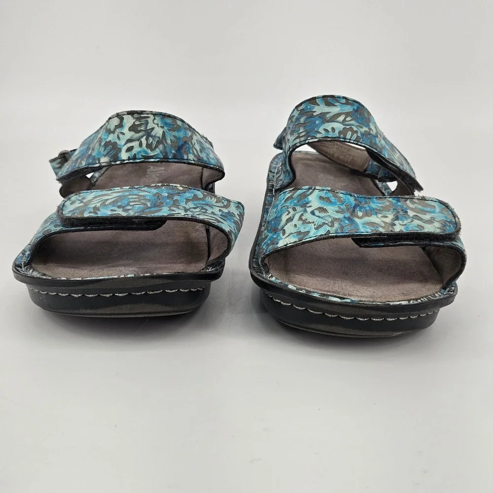 Alegria Verona Blue Floral Slingback Comfort Sandal Shoes Women Size 41 US 10